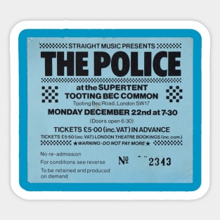 Concert ticket stub for The Police 1980 Sticker